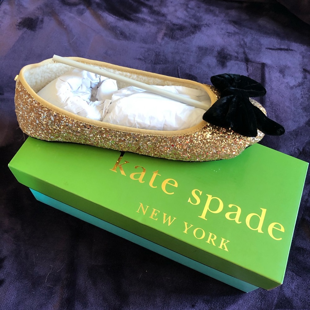 New Kate Spade Gold Slippers